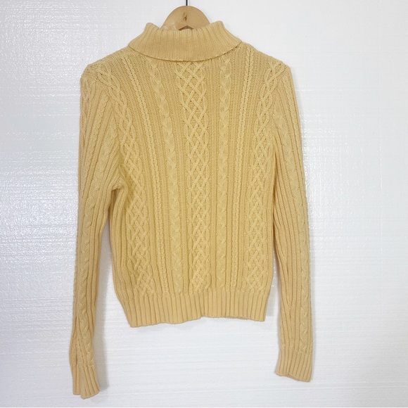 Wainscott Mustard Yellow Cableknit Cotton Sweater Size Large - Picture 4 of 9